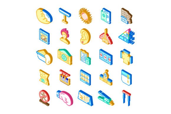 Assorted Isometric Symbols Representing Strategic Clarity in Visual Communication