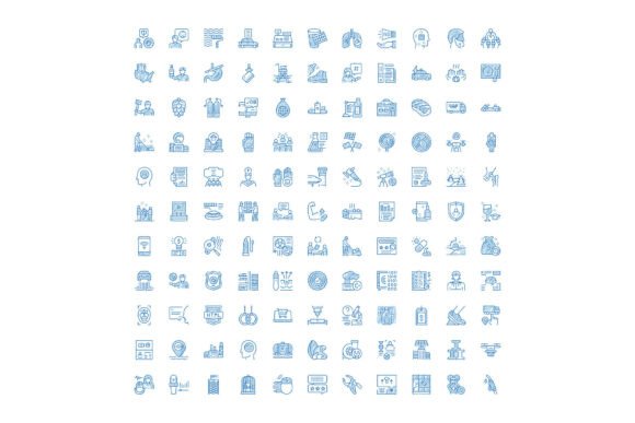 Blue Hand Drawn Doodle Icons Set Collect