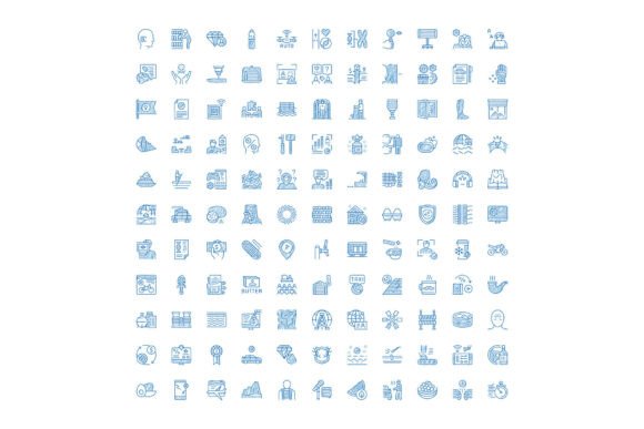Blue Hand Drawn Icon Set Global Business