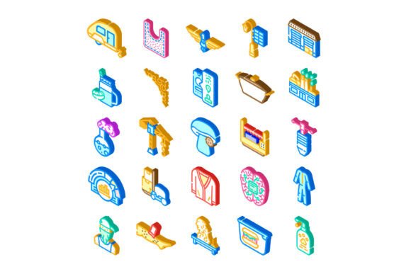 Collection of Isometric Icons Depicting Modern Concepts with Clarity and Consistency