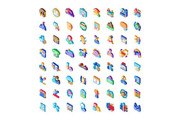 Diverse 3D Isometric Icons Representing Key Business Sectors