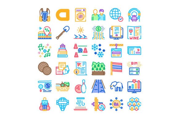 Diverse Colorful Icon Set Representing V