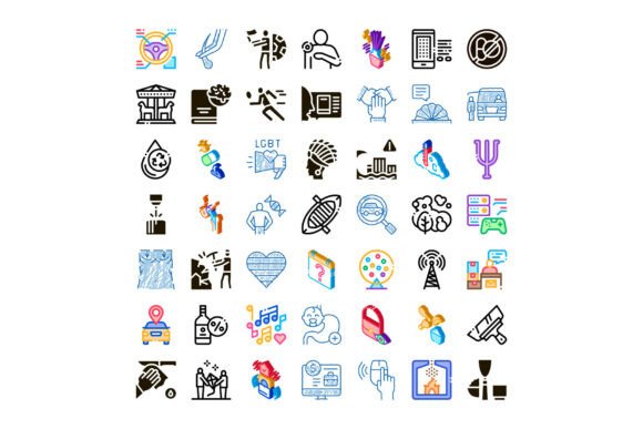 Diverse Icon Set Representing Technology