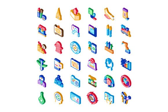 Diverse Isometric Icons for Conceptual I