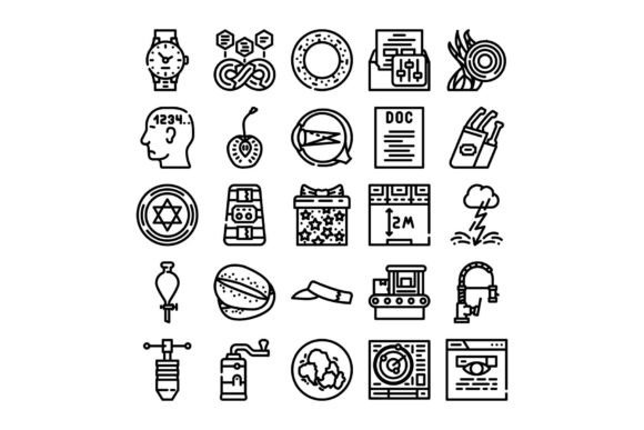 Diverse Line Icons for UI Design