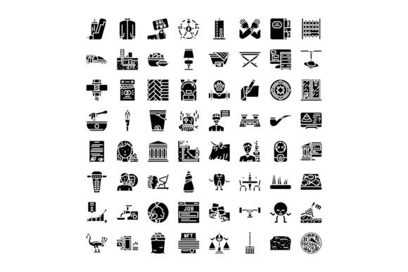 Diverse Minimalist Glyphs Symbolizing Va