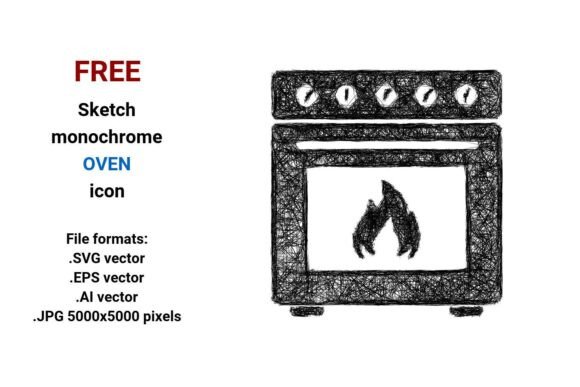 Free Sketch Oven Icon Collection: High-Quality Vector & Raster Files for Baking, Cooking & UI Design