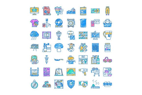 Hand Drawn Doodle Icons Collection Creat
