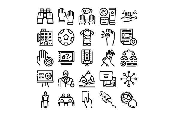 Outline Icons Set Illustrating Various C