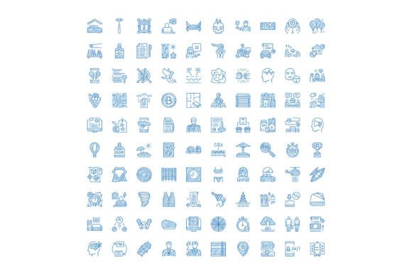 Universal Hand Drawn Blue Doodle Icons C: Sketch-Style Clarity for Modern Digital Projects