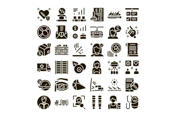Various Business and Health Related Glyp